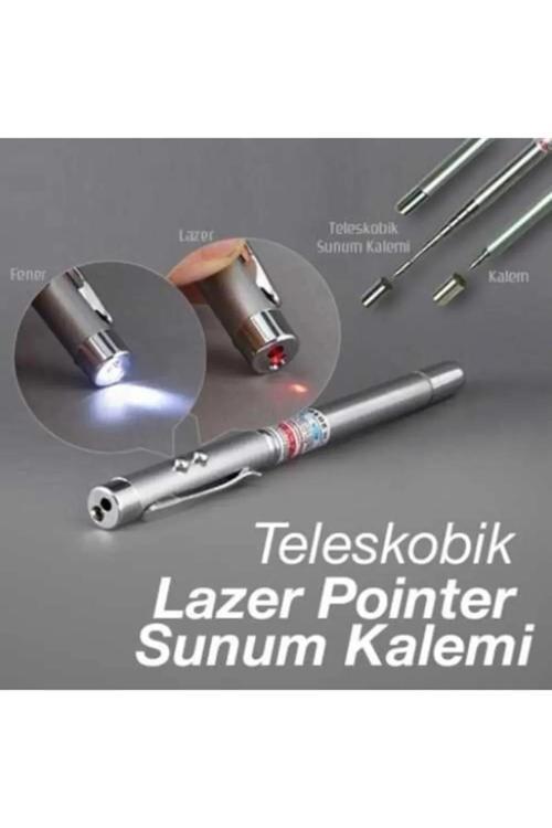 Teleskopik Lazer Ve El Fenerli Sunum Kalemi Özel Kutulu