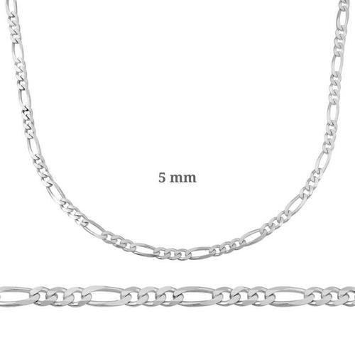 5 mm Gümüş Figaro Zincir - 140 mikron SL3346