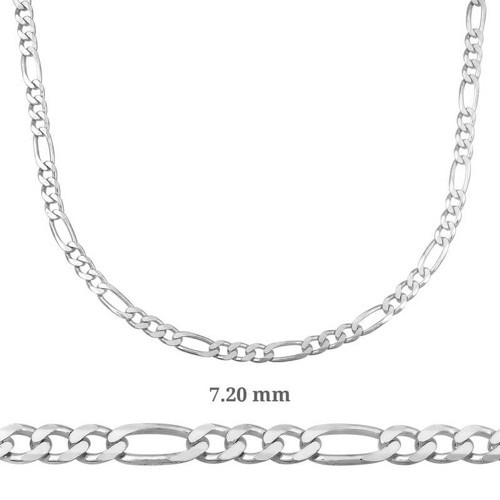 7.20 mm Gümüş Figaro Zincir - 200 mikron SL3350