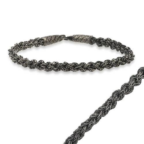 Gümüş Kazaziye Örgü Bileklik  SL1409