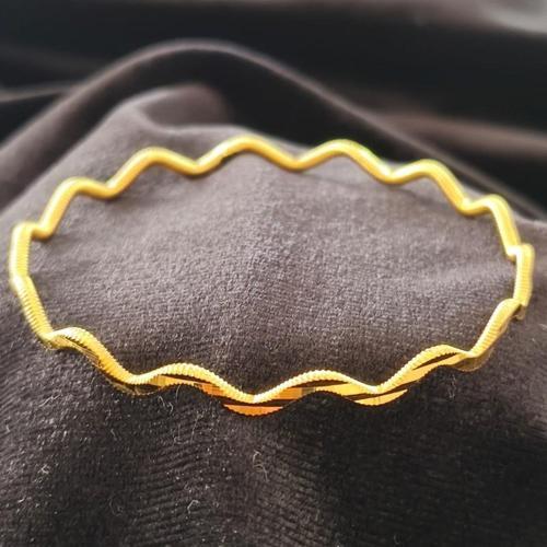 925 Ayar Gümüş Zikzak Model Gold Ajda Bilezik SL9801