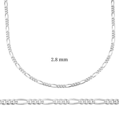 2.8 mm Gümüş Figaro Zincir - 0.80 mikron SL3343