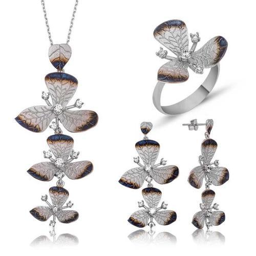 Gümüş Çiçek Bayan Set  SL2329