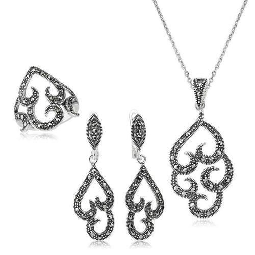 Gümüş Markazit Taşlı Bayan Set SL2250