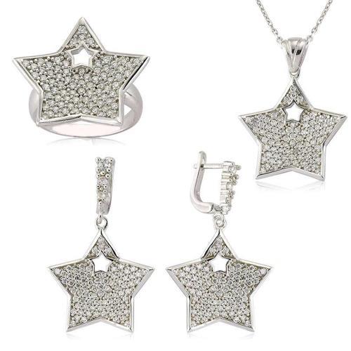 Gümüş Zirkon Taşlı Yıldız Bayan Set SL2297