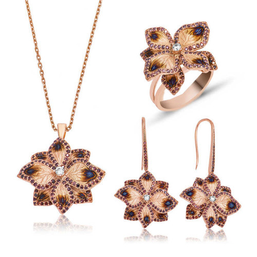 Gümüş Menekşe Çiçeği Bayan Set SL2325