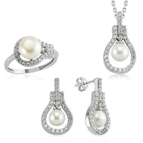 Gümüş İnci Damla Bayan Set SL2284