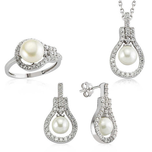 Gümüş İnci Damla Bayan Set SL2284
