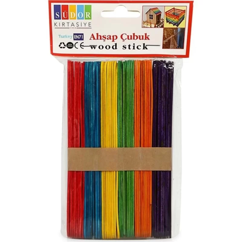BS71 RENKLİ BÜYÜK BOY AHŞAP DONDURMA SAPI