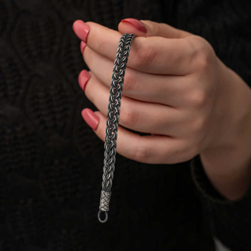 Gümüş Kazaziye Örgü Bileklik SL7308