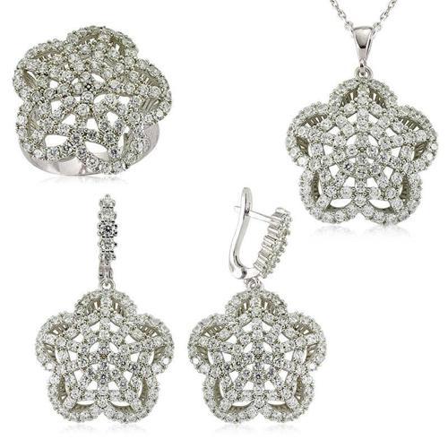 Gümüş Çiçek Bayan Set  SL2304