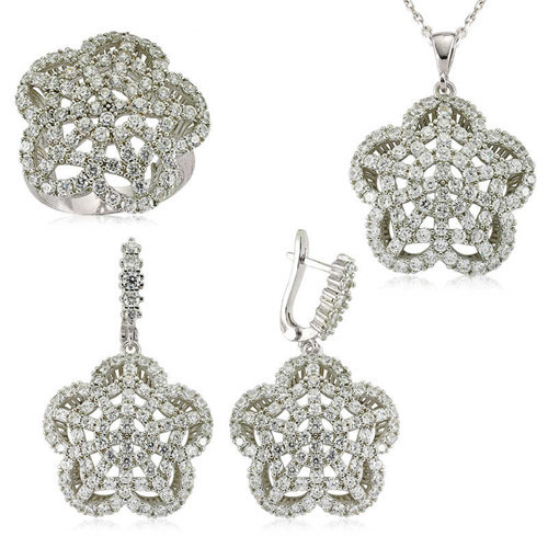 Gümüş Çiçek Bayan Set SL2304