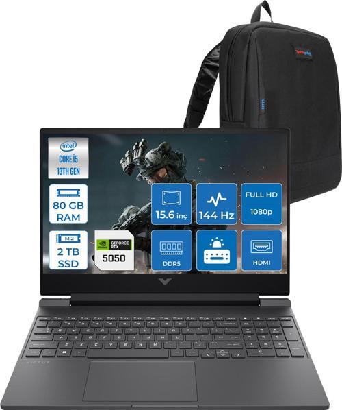 Victus Gaming Laptop Intel® Core™ I5-13420H 80GB Ddr5 2tb SSD 8GB/RTX5050 Gddr7 15.6"  144Hz IPS 300NITS Fhd Freedos Taşınabilir Bilgisayar.BQ1P9EAF24+ZETTAÇANTA