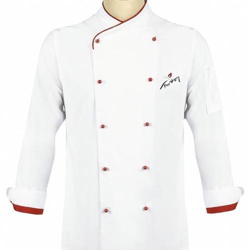 Aşçı Ceket Kruvaze Yaka Beyaz Kırmızı