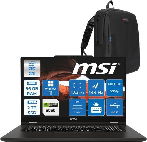 Venturepro 17 Venturepro A2RWEG-027XTR Aı 2.nesil Core 7 240H 96GB Ddr5 2tb SSD 8GB/RTX5050 Gddr7 45W 17.3" Fhd 144HZ IPS WIN11PRO Gaming BILG.Z027XTRP29+ZETTAÇANTA