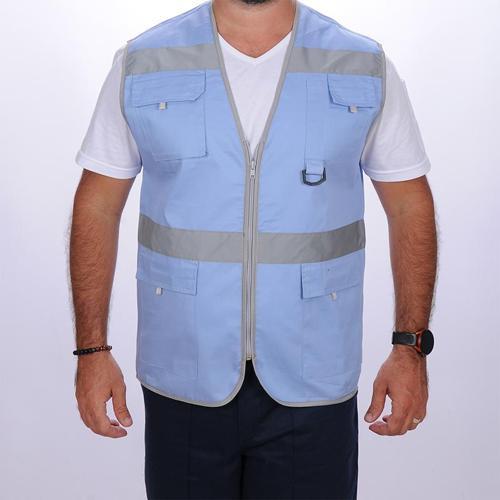 İşçi Çok Cepli Reflektörlü  Alet Yeleği  Mavi