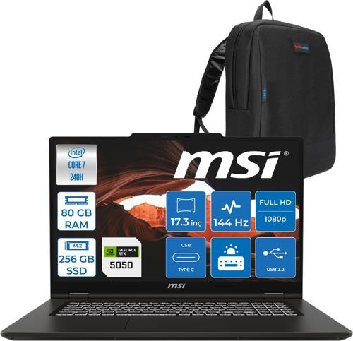 Venturepro 17 Venturepro A2RWEG-027XTR Aı 2.nesil Core 7 240H 80GB Ddr5 256GB SSD 8GB/RTX5050 Gddr7 45W 17.3" Fhd 144HZ IPS Freedos Gaming BILG.Z027XTRF21+ZETTAÇANTA