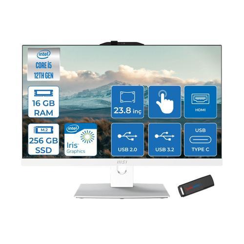 Modern AM242TP Intel Core I5 1235U 16GB 256GB SSD Freedos 23.8 Inç FULLHD(1920×1080) Dokunmatik Beyaz All In One Bilgisayar 12M1678XTRF06 +Zetta Flash Bellek