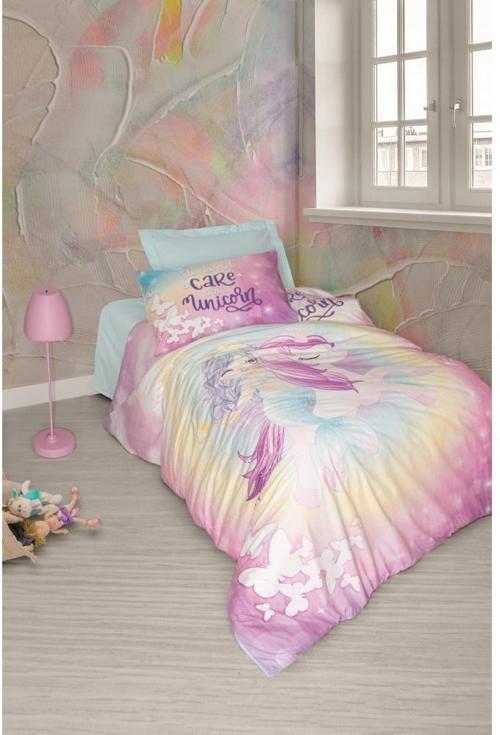 Junıor Ranforce Tek Kişilik Nevresim Takımı Lastikli Çarşaflı- Sırena Mınt