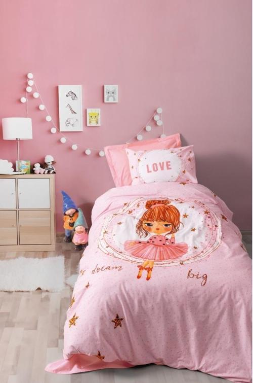 Junıor Ranforce Tek Kişilik Nevresim Takımı Lastikli Çarşaflı -Jerry Pembe