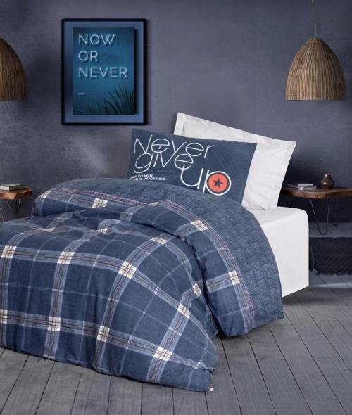 Genç Odası Ranforce lastikli  Çarşaflı Tek Kişilik Nevresim Takımı Gıven Gri