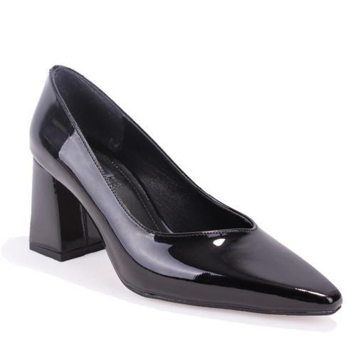DZA07-129615 Siyah Rugan Stiletto Topuklu Kadın Ayakkabı