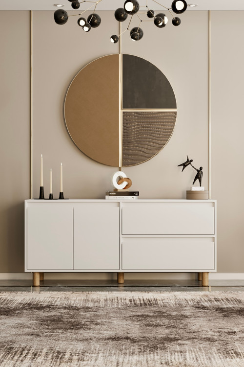 Mila Beyaz Mdf 140 Cm Raflı Konsol