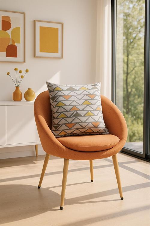 Desenli Elyaflı Minder Gri 45x45