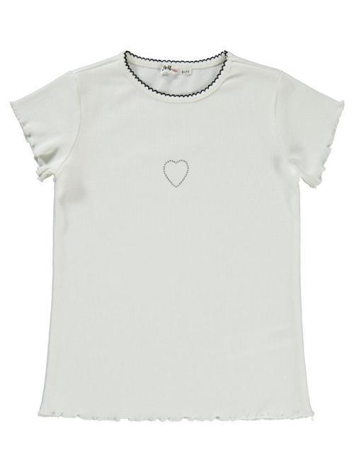 Kalp Baskılı 6-9 Yaş Tişört - Ekru8-9 Yaş
