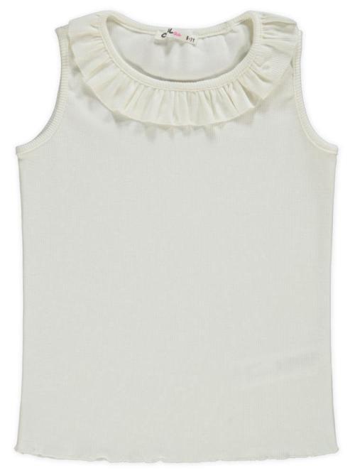 Yakası Fırfırlı 10-13 Yaş Tişört - Ekru10-11 Yaş