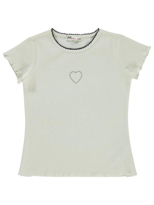Kalp Baskılı 2-5 Yaş Tişört - Ekru2-3 Yaş