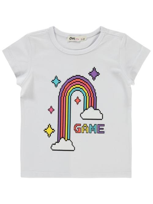 Game Pixcel Baskılı 2-5 Yaş Tişört - Beyaz3-4 Yaş