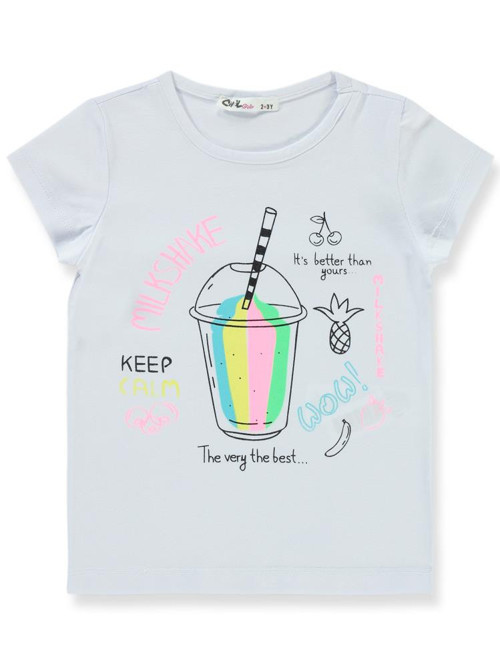 Milkshake Baskılı 2-5 Yaş Tişört - Beyaz3-4 Yaş