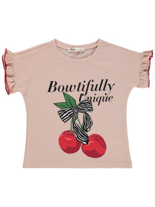 Bowtifully Baskılı 2-5 Yaş Tişört - Pudra2-3 Yaş