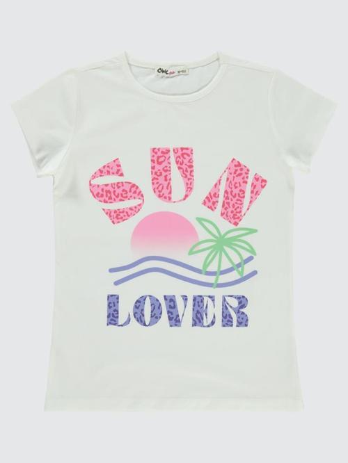 Sun Lover Baskılı 10-13 Yaş Tişört - Ekru12-13 Yaş