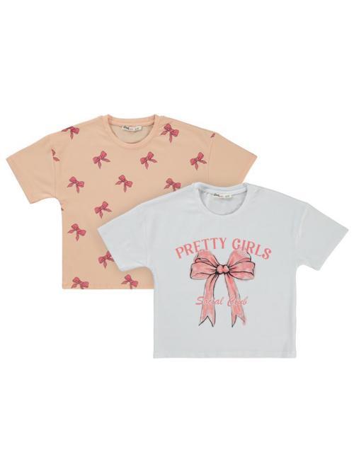 Pretty Girl Baskılı 2'li Set 6-9 Yaş Tişört - Standart7-8 Yaş