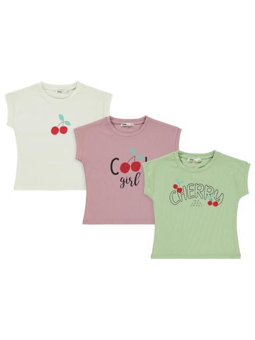 Cherry Baskılı 3'lü Set 2-5 Yaş Tişört - Standart5-6 Yaş
