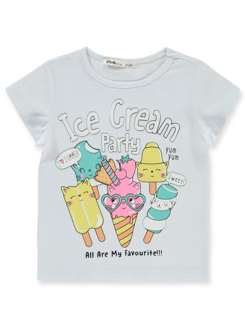 Ice Cream Baskılı 2-5 Yaş Tişört - Beyaz2-3 Yaş
