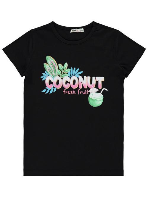 Coconut Baskılı 10-13 Yaş Tişört - Siyah11-12 Yaş