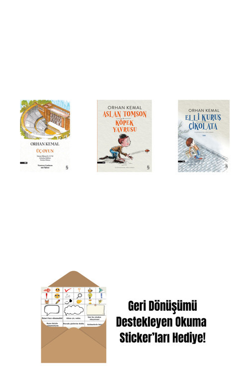 Everest Yayınları Üç Oyun + Aslan Tomson - Köpek Yavrusu + Elli Kuruş Çikolata + Okuma Sticker'Ları