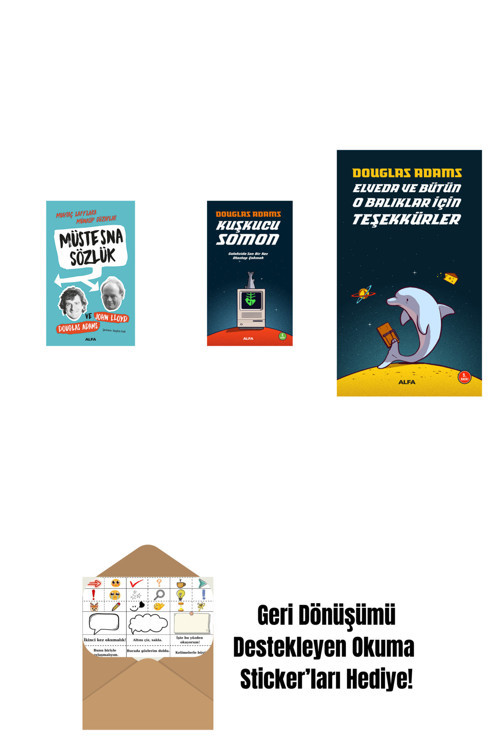 Alfa Yayıncılık Douglas Adams 3 Kitap Set + Okuma Sticker'Ları