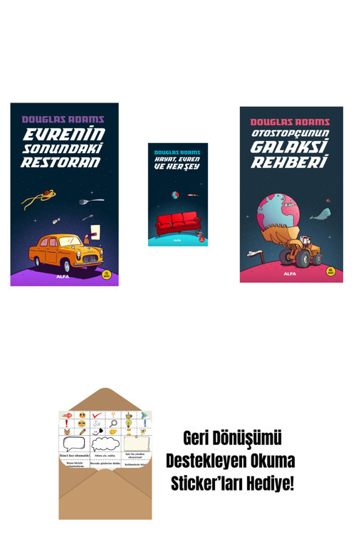 Alfa Yayıncılık Douglas Adams 3 Kitap Set + Okuma Sticker'Ları