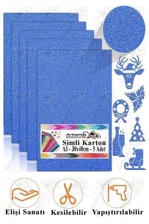 Simli Karton A3 30x40 cm 5 li 1 Paket Simli Fon Kartonu Parıltılı Kağıt Anasınıfı Kreş Etkinlik Proje Dekoratif