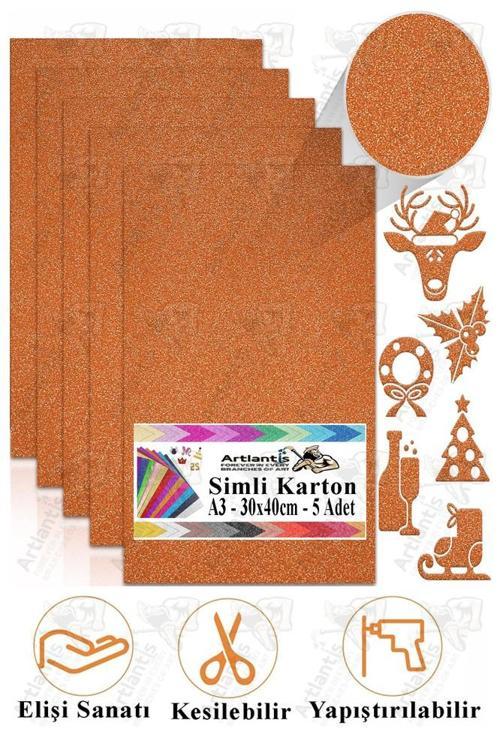 Simli Karton A3 30x40 cm 5 li 1 Paket Simli Fon Kartonu Parıltılı Kağıt Anasınıfı Kreş Etkinlik Proje Dekoratif
