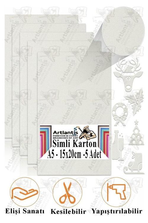 Simli Karton A5 15x20 cm 5 li 1 Paket Simli Fon Kartonu Parıltılı Kağıt Anasınıfı Kreş Etkinlik Proje Dekoratif