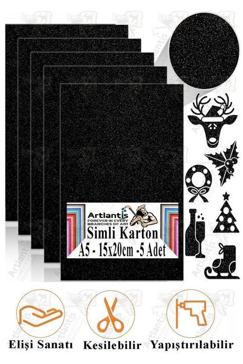 Simli Karton A5 15x20 cm 5 li 1 Paket Simli Fon Kartonu Parıltılı Kağıt Anasınıfı Kreş Etkinlik Proje Dekoratif