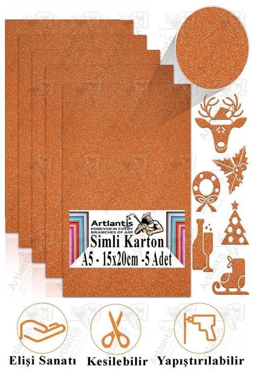 Simli Karton A5 15x20 cm 5 li 1 Paket Simli Fon Kartonu Parıltılı Kağıt Anasınıfı Kreş Etkinlik Proje Dekoratif