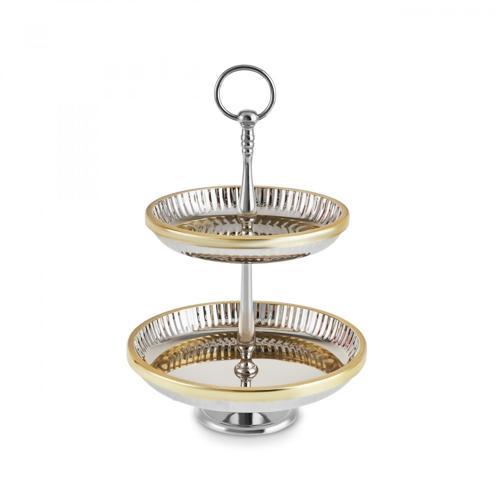 Ring 2 Katlı Kek Standı Gold 33x21,5x25 cm
