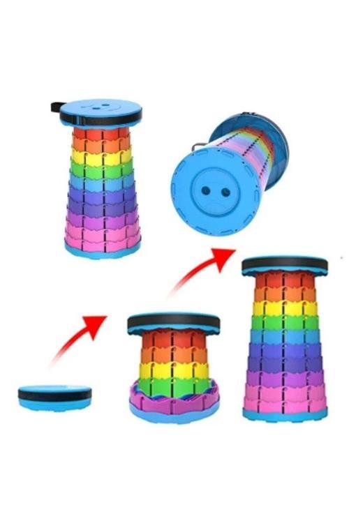 Portatif Katlanabilir Taşınabilir Kademeli Tabure Teleskopik Renkli Tabure ( Renk Karışık)