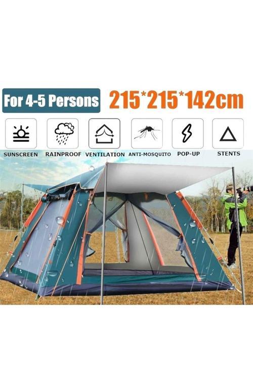 Tam Otamatik Tenteli 4 Kişilik Aile Kamp Çadırı Portatif Anti-uv Koruma Yağmur Geçirmez